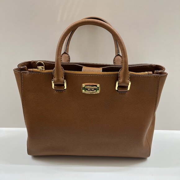 Michael Kors Kellen Medium Leather Satchel Brown - NWT - Picture 6 of 15